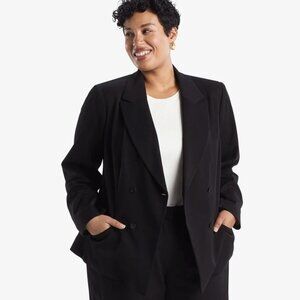 NWT MM LaFleur Roxane Black Double Breasted Light Twill Blazer Jacket 1X +1